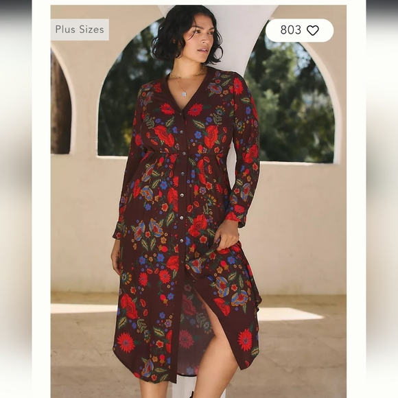 Bl^Nk London Dresses & Skirts - Nwot Anthropologie Bl-nk Rikke Longsleve Button Down Midi Dress XL